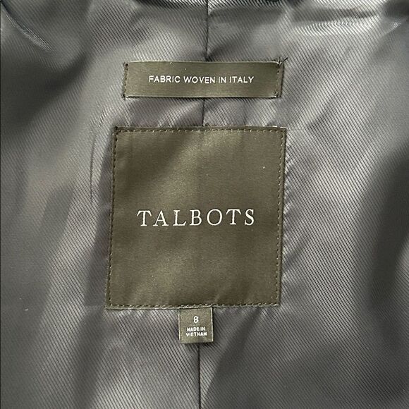Talbots Women’s Wool Blend Coat Size 8 Navy Blue Fabric Woven in Italy Gold Zip - Picture 9 of 15